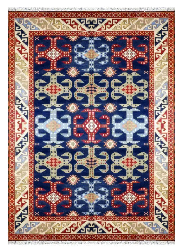 One Of The Kind Indian Hand-Knotted Rug 10' X 6'9"